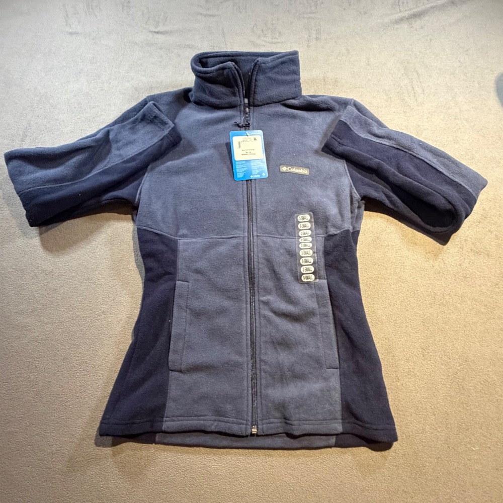 Columbia Womens Basin Trail III Full Zip Fleece Jacket Navy Charcoal XS NEW